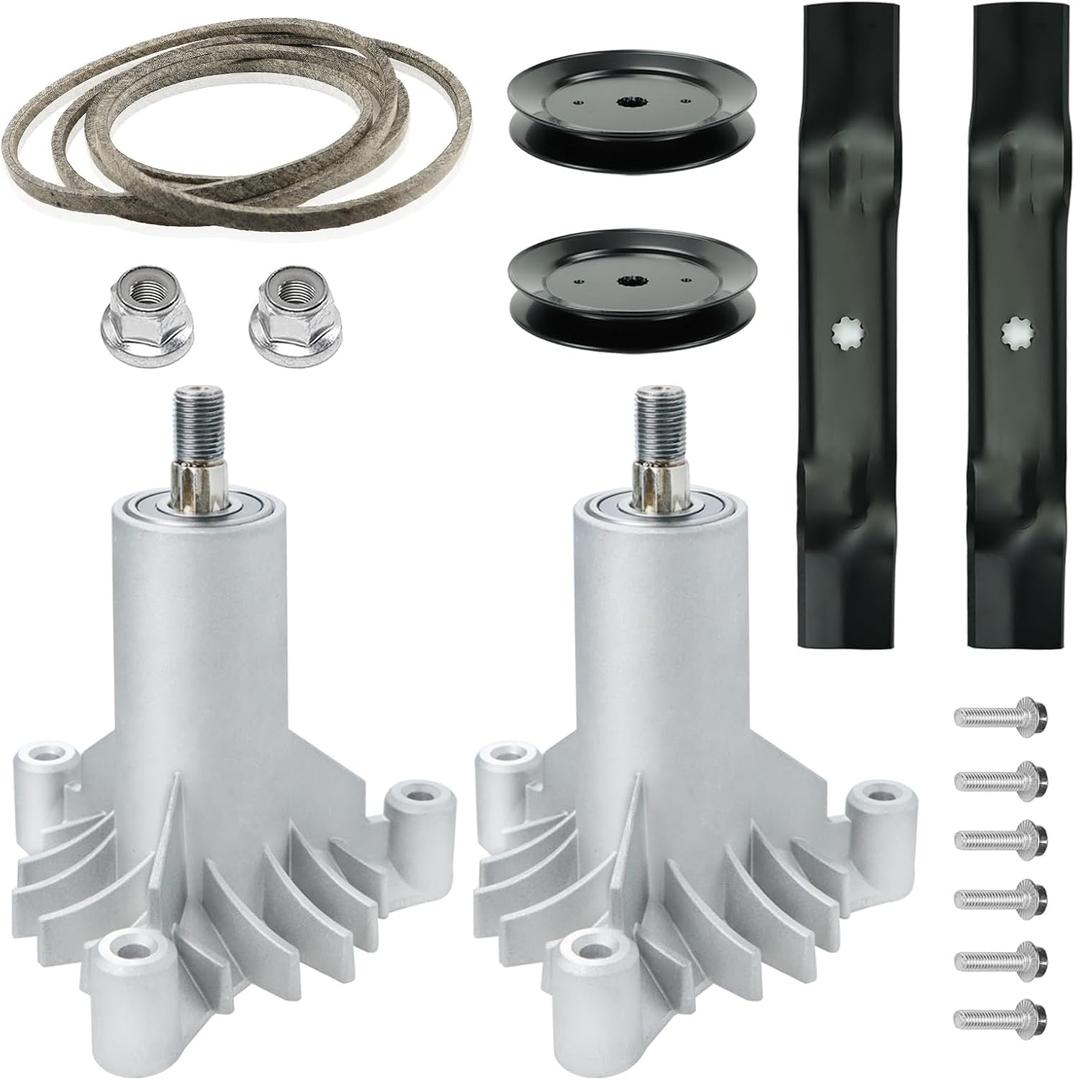42" Mower Deck Rebuild Kit for Craftsman LT1000 LT2000 for Husqvarna Poulan Models, 2 Spindles 130794 532130794,3 Blades 134149 532134149, 95 1/2" Belt 144959, 2 Pulleys 129861 153535