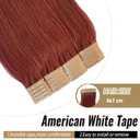 Tape In Hair Extension 18inch 100% Real Human Hair Tape In Extension For Women #14 Auburn Color Skin Weft PU Tape In Extensions Human Hair 50g 20pcs/Pack