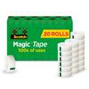 Scotch Magic Tape, Invisible, Repair Christmas Cards and Use as Holiday Gift Wrap Supplies for Christmas, 20 Tape Rolls