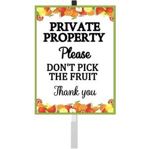 Do Not Pick fruit yard Sign With Stake,Protecting Fruits Yard Sign,Garden Sign With Stake Garden Farm Decor Fence Yard Outdoor For Private property(8x12in)