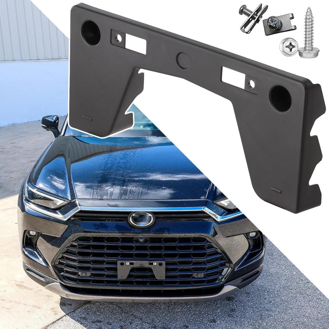 Front License Plate Frame for 2024 2025 2026 Toyota Grand Highlander Front Bumper License Plate Holder Mounting Bracket Replace # 521140E240 TO1068174