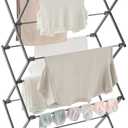SONGMICS Foldable Clothes Drying Rack, Laundry Drying Rack, Clothes Airer, Steel Frame, 14.6 x 29.5 x 53.2 Inches, Easy Assembly, Indoor Outdoor Use, Gray ULLR770G01