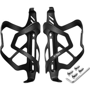 Corki Cycles Heavy Duty Bike Water Bottle Holder, Lightweight Aluminum Cage Shockproof Design for Road Mountain Gravel Bikes, Holds 21-32 oz, 2-Pack Black