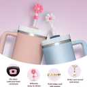 Mity rain Set for Stanley: 10pcs Cup Accessories, Straw Cover Cap, Spill Proof Stopper, Letter Charm, Style W, 30 oz