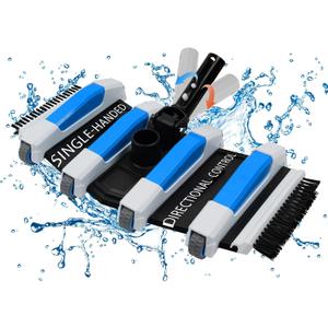 Enhanced Pool Vacuum Head with Direction-Control Handle - Extra-Wide 4LB Professional Weighted Vac Heads Brush & Wheels for Vinyl Liner-Deep Cleaning for Inground & Above Ground Swimming Pool - Blue
