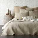 Levtex Home Cross Stitch Reversible King/Cal King Quilt Set (106x92in) and 2 Pillow Shams (36x20in) - Stitch Texture - Taupe - Cotton King Size Quilt Bedding Set - Lightweight Soft Pre-Washed