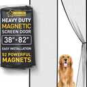 Flux Phenom Magnetic Screen Door - Bugs Out, Breeze in - 9min Install Auto-Sealing Heavy Duty Double Stitched Mesh, 52 Magnets, Hands Free Sliding & Patio Doors Net, Pet & Kid Friendly, 38 x 82 Inch, Pack 2