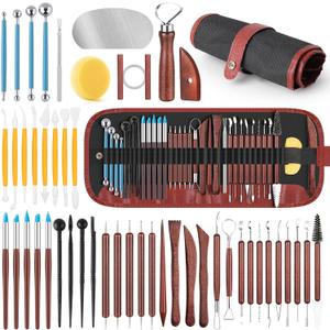 48PCS Pottery Tools Kit for Sculpting, Clay Carving Tools, Ceramic Tools for Polymer Clay, Modeling, Trimming, Molding, Shaping, Pottery Kiln, Arts Crafts Supplies, Adults, Students, Beginners, Pros