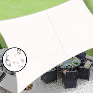 LOVE STORY Waterproof 10' x 13' Rectangle White Sun Shade Sail Cannoy UV Resistant for Outdoor Patio Garden Backyard 