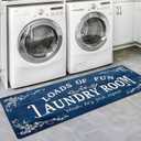 Laundry Room Rug Runner 20"x48" Non Slip Waterproof Laundry Mats for Laundry Room Decor Washable Floor Farmhouse Laundry Rug for Mudroom, Washroom, Bathroom, Navy Blue