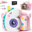 SYNCFUN Kids Camera, Birthday Gifts for Girls 3 4 5 6 7 8 Year Old, Unicorn Toys Selfie Toddler Toy, 1080P HD Selfie Digital Video Camera with 32GB SD Card (Unicorn)