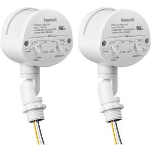 2 Pack Motion Sensor, 180-Degree Replacement Motion Detector, Adjustable Time & Detection Sensitiity Up to 60 Feet Range, 3 Working Modes Pir Motion Sensor for Security Floodlight, White, UL Listed