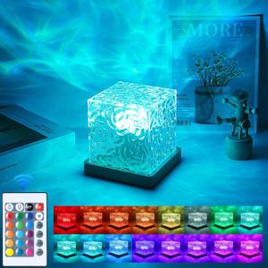 Northern Lights Projector Rechargeable,Ocean Wave Projector Mood Lighting Ambient Lighting with 16 Colors and Dynamic Water Effect for Living Room Bedroom Decor - Cordless 4.5"
