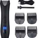 QQLADY New Electric Intimate Trimmer, Digital Haircut, Shaving Razor, Men's and Women's Body Hair, pubic Hair, Leg Hair Clippers Black (LCD Digital Display Model)
