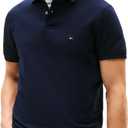 Tommy Hilfiger Men's Short Sleeve Polo Shirts in Regular Fit With Stretch and Organic Pique Cotton (Blue, S)