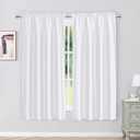Chyhomenyc Uptown Faux Silk White Curtains 63 Inch Length 2 Panels for Bedroom, Light Filtering Shiny White Soft Fabric Rod Pocket Window Drapes for Living Room, Each 40x63 Inches
