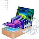 Fastest Charging Station for Multiple Devices, Presents for Him Her 5 USB Ports Chargers for Multiple Devices for Charging Pad for Apple/AirPods/iPad/Samsung/Android/Tablet