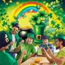 Happy St.Patrick's Day Photo Backdrop Irish Shamrock Rainbow Photography Background St. Patrick's Day Party Decoration Supplies (8x6FT240x180cm)