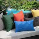 Kevin Textile Outdoor Waterproof Throw Pillow Covers Pack of 2 Farmhouse Decorative Cushion Covers for Garden Patio Tent Balcony Bench Couch Sofa 22x22 Inch, Dark Green