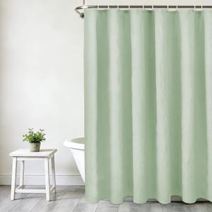 WONICY Green Shower Curtains for Bathroom, 3D Embossed Textured Modern Farmhouse Shower Curtain, Waterproof & Washable Bathturb Curtain Set with 12 Hooks, 72 x 72