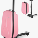 iubest Luggage Carry On Scooter Suitcase for Kids Age 4-15, Detachable & Foldable 4 in 1 Suitcase, Multifunctional Ride On Travel Trolley Scooter Combo-Pink