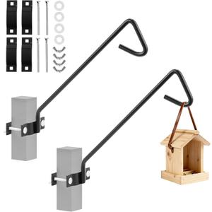 2 Packs 11 Inch Fence Deck Hook Rail Hanging Mounting Kit Heavy Duty Bird Feeder Hook Decorative Hanger for Bird Feeders Planters Suet Baskets Lanterns on Balcony Porch Railing Fence