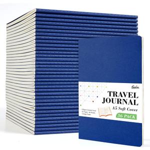 feela 36 Pack Soft Cover Journal Bulk, Lined Blank Travel Journal for Women Men Writing, Notebooks College Ruled for Work, Note Taking Notebook School Business Supplies, 8.2 x 5.5, A5, Navy