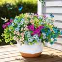14 x Faux Artificial Plants Flowers for Outdoor Planters Spring Summer Decor 16 Bundles Fake Eucalyptus Silk Daisy UV Resistant Realistic Used for Outside,Home,Front Porch,Patio,Yard Decorations