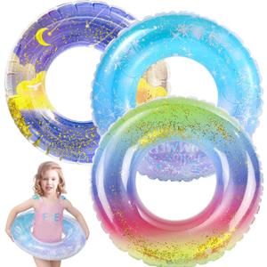 Pool Floats Kids 3 Pack, Inflatable Swim Rings for 4-10 Years Old GirlsPool Tubes Toys, Pool Floats Ring Toys, Summer Beach Swimming Pool Floats Party Supplies