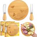2 Set Bridal Baby Shower Prizes for Winners Honey Bee Cheese Board Party Gifts with Cheese Knive and Forks Box for Bee Baby Shower Themed Birthday Wedding Favors (Round)
