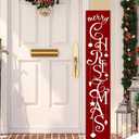 Merry Christmas Red with Star porch sign Welcome for Front Door Porch Deck Patio or Wall -Indoor and Outdoor Decorative Farmhouse Rustic Vertical Porch and Yard Decor - 7.8''x47.5''