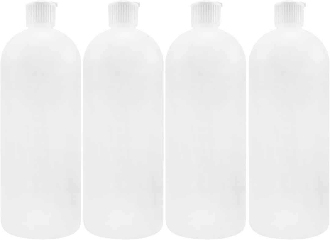 Cornucopia Brands 32oz Flip Top Plastic Squeeze Bottles (4-Pack); XL Dilution Bottle for Shampoo, Dog Grooming, Liquids Mixing, Squirt Spout