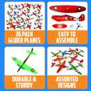 Bedwina Glider Planes Bulk (36-Pack) 8-Inch Bomber Airplane Gliders for Kids, Foam Paper Airplane Construction Kits for Kids Party Favors, Birthdays, Goodie Bag Stuffers and Outdoor Flying Toy