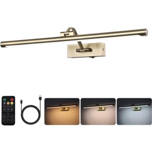 Antique Bronze LED Wireless Picture Lights for Wall Rechargeable, Battery Operated Art Light for Paintings, 3CCT Dimmable, 23.6 inch with Remote, Rotatable Gallery Light for Pictures Display, 24 Inch