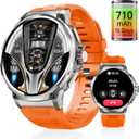 Smart Watch for Men, 1.85" Big Screen, 710mAh, IP67 Waterproof, with Bluetooth Call/Heart Rate/Pedometer/100+ Sports Modes Fitness Tracker Outdoor Sports Watch for Android iPhones (Orange)
