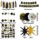 Retirement Party Decorations Set, Happy Retirement Banner, Photobooth Prop, Balloons, Pompoms, Hanging Swirls, Black and Gold, Rose Gold, Blue and Silver, 83 Pieces (Black & Gold)