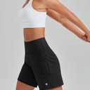 PINSPARK Women's Athletic Shorts 6" High Waisted Yoga Shorts with Pockets | Loose Fit No Liner Walking Shorts, 2 Deep Pockets, Soft & Stretch, High Rise, Casual/Running/Workout, Large 