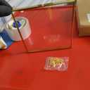 REDHUGO Glass Pressed Flower Frames,Vintage Hanging Picture Frames with Chain,Handmade Brass Floating Picture Frame,Plant Specimen Wall Ornament Display Artwork DIY Family Photo,Square,Gold, 6x6 Inches