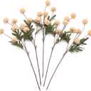 Laelfe Peach Artificial Flowers Pompon Mum, 5Pcs Fake Kiku Flowers Silk Small Mini Chrysanthemum Ball Faux Mum Decor for Filler DIY Bouquet Centerpieces Arrangements Shower (Peach)