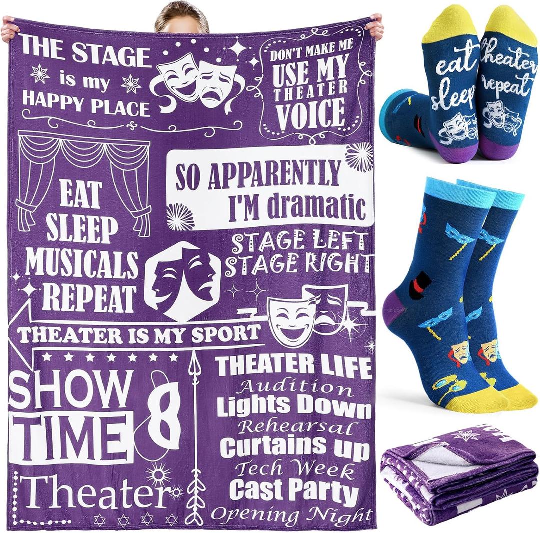 Theater Lovers Gifts for Girls Women Men Musical Theater Drama Gifts for Actors Broadway Favors 50" x 60"