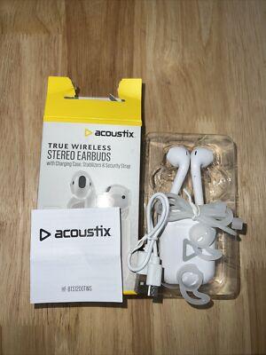 Acoustix True Wireless Stereo Earbuds, with Charging Case, WHITE