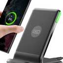 INIU Wireless Charger, 15W Fast Qi Certified Wireless Charging Station with Sleep-Friendly Adaptive Light Compatible with iPhone 16 15 14 13 Pro XS 8 Plus Samsung Galaxy S25 S24 S23 Note 20 Google etc (1 Pack, Black)