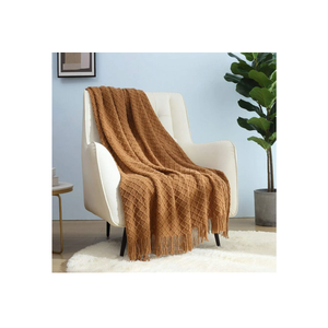 CREVENT Home Farmhouse Decor Rustic Couch Sofa Chair Bed Throw Blanket, Soft Warm Light Weight for Travelling in Spring Summer (50''X60'' Brown)