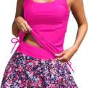 Daci Tankini Bathing Suits with Skirt - Women 2 Piece Swimsuits Tummy Control Swimwear (Large, Hot Pink Floral)