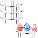 3 Pcs 6 Inch Round Acrylic Risers Display Stands Small Clear Round Acrylic Display Riser for Cake Food Jewelry Figurines Collectibles Table Decor Organizer