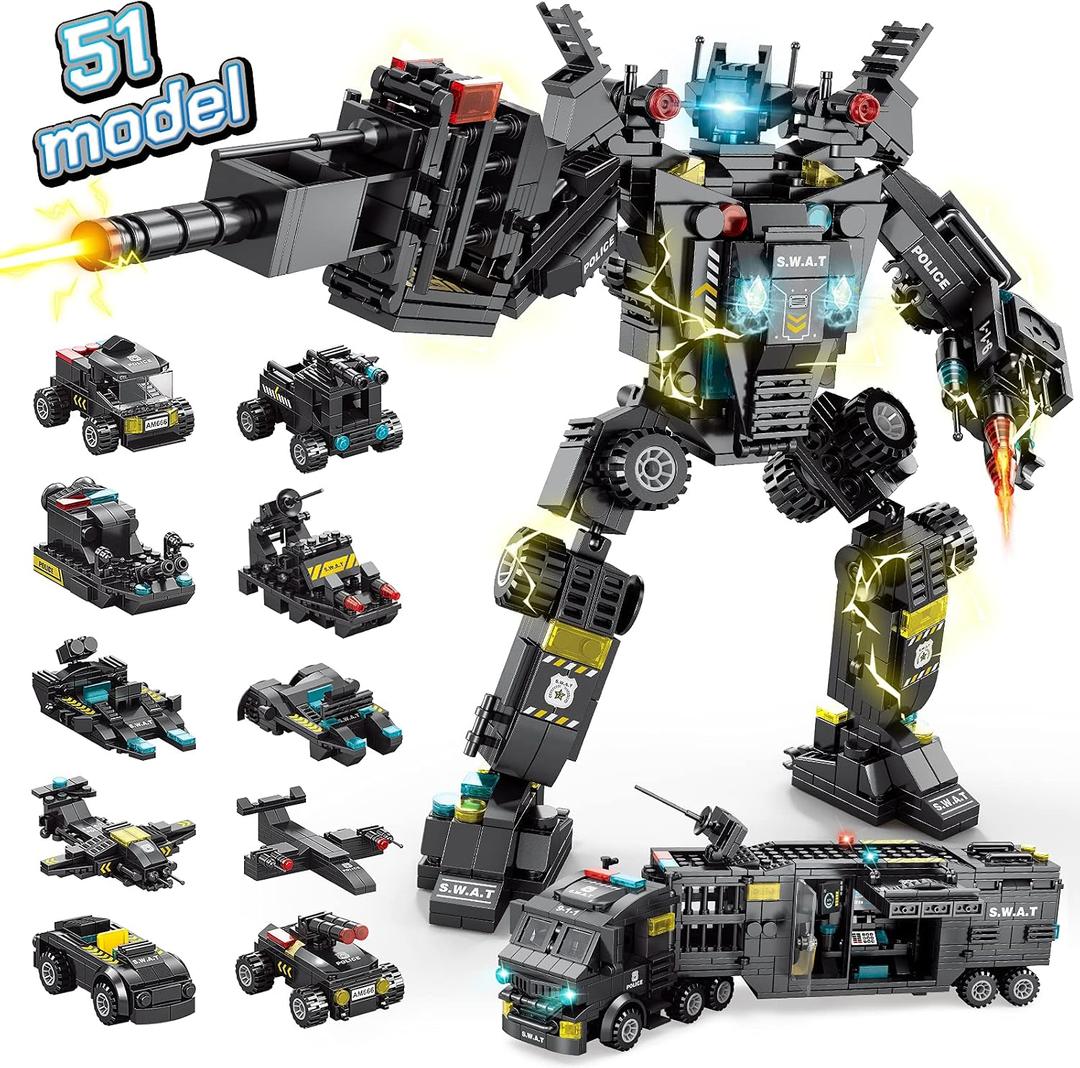 51-in-1 Robot Building Kit for Kids Stem Building Toys Erector Set for Boys 8-12 Engineering Stem Projects Construction Building Blocks Toys Gifts for Boys Kids Age 6 7 8 9 10 11 12 Year Old