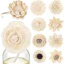 Waydress 15 Pieces Diffuser Mixed Sola Flowers Natural Material Aromatherapy Reed Wood Flowers Decorative Aromatherapy Flower Placement Refill Wood Flower Diffuser with Rope (White,3.15-3.35 Inches)