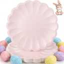 30 Pcs Pink Paper Plates 9.5 In Pink Easter Plates Scalloped Party Plate with Shell Edge for Wedding Mother's Day Birthday Bridal Shower Girl Baby Shower