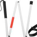 Folding Blind Cane Walking Stick with Red Reflective for Vision Impaired and Blind People, Lightweight, Non-Slip (52inch)