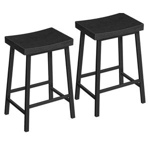Bar Stools, Counter Height Bar Stools Set of 2, 23.7 Inch Saddle Stools with Footrest, Kitchen Stools, Industrial Style, for Dining Room, Counter, Bar, Black BABK0801 Bar Stools, Counter Height Bar Stools Set of 2, 23.7 Inch Saddle Stools with Footrest, Kitchen Stools, Industrial Style, for Dining Room, Counter, Bar, Black BABK0801